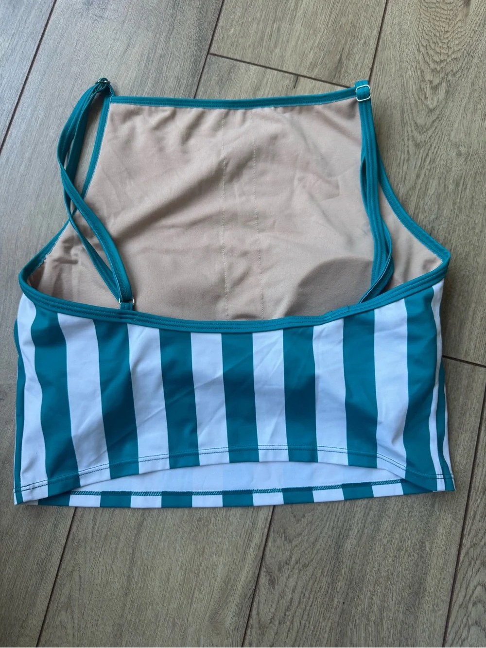 Kortni Jeane Teal and White Striped Girls' Two-Piece Swim Set